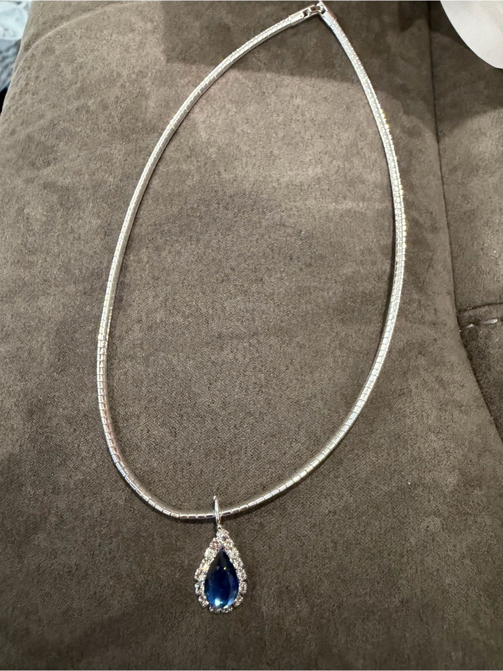 Target Silver Necklace with Sapphire Blue Teardrop Pendant